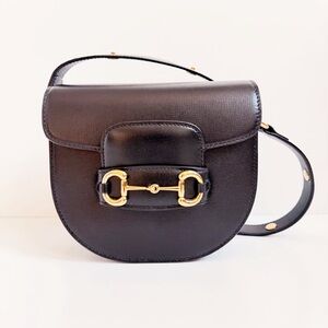 Black Gucci Horsebit leather crossbody bag